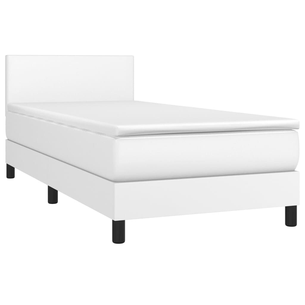 vidaXL Boxspringbett mit Matratze & LED Weiß 90x190 cm Kunstleder Image