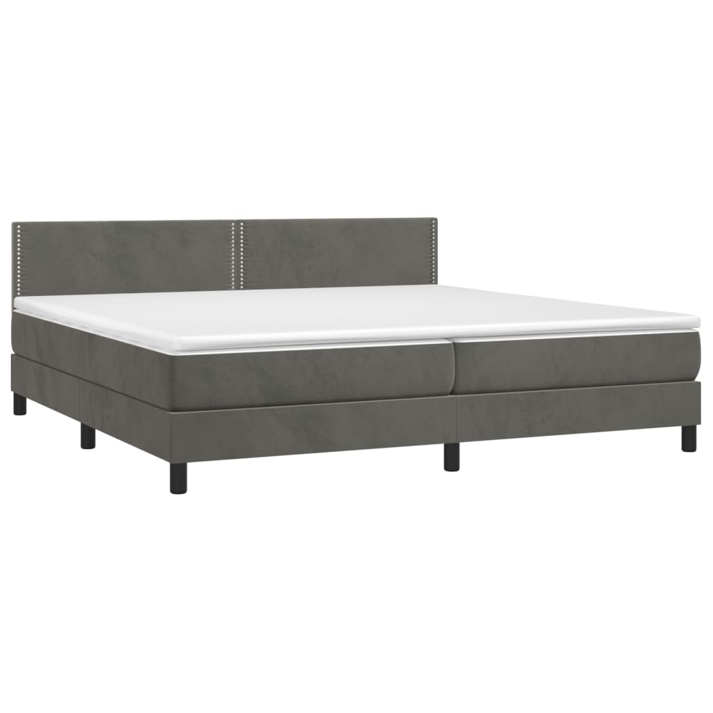 vidaXL Boxspringbett mit Matratze & LED Dunkelgrau 200x200 cm Samt Image