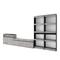 SKRAUT HOME Wohnzimmer-TV-Schrank, Wohnzimmer-Wandsystem, 370x186x35cm, Für TV-Geräte bis 65“, Elektrischer Kamin, Moderner Stil, Zementgrau - 113_1266