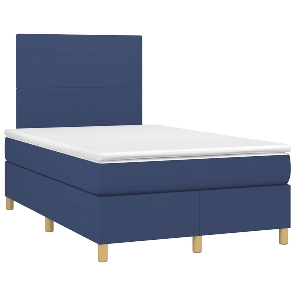 vidaXL Boxspringbett mit Matratze & LED Blau 120x190 cm Stoff Image