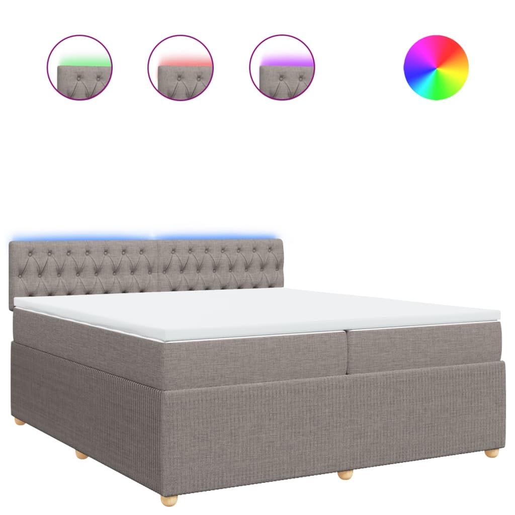 vidaXL Boxspringbett mit Matratze Taupe 200x200 cm Stoff Image
