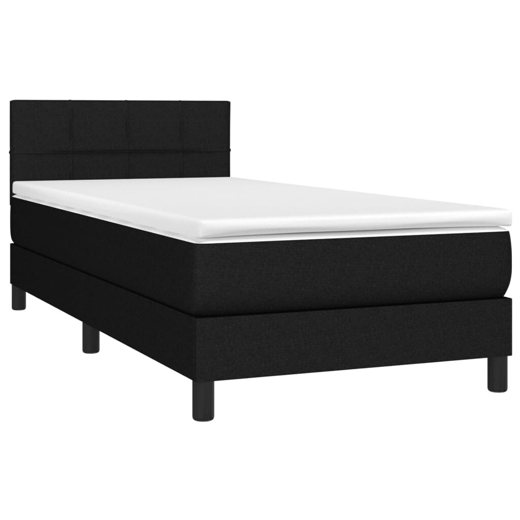 vidaXL Boxspringbett mit Matratze & LED Schwarz 100x200 cm Stoff Image