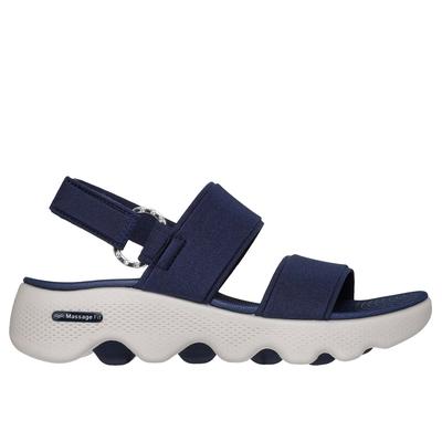 Skechers Women's GO WALK Massage Fit - Renee Sandals | Size 11.0 | Navy Blue | Textile/Metal | Vegan | Hyper Burst