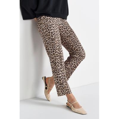 Bundfaltenhose RICHROYAL, Damen, Gr. M, N-Gr, braun, Strick, Obermaterial: 94% Polyester, 6% Elasthan, casual, Hosen, mit Leo-Print Image