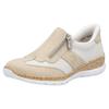 Slip-On Sneaker RIEKER, Damen, Gr. 37, beige (hellbeige, creme), Lederimitat, Textil, sportlich, Schuhe Sneaker, Halbschuh, Freizeitschuh, mit Reißverschluss und MemoSoft-Innensohle