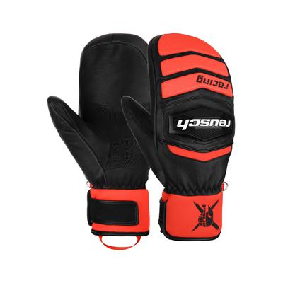 Fäustlinge REUSCH "Worldcup Warrior GS Junior Mitten", Kinder, Gr. 7,5, schwarz (schwarz, rot), 60% Polyester, 40% Ziege