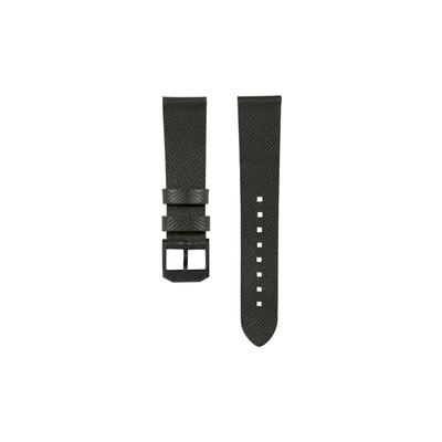 Marathon Cross Hatch 2-Piece Strap Italian Leather IP Black Buckle 20mm Moss Green Standard WS-LT-MGBK-20-ST