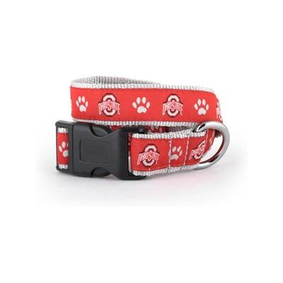 The License House Ohio State Athletic O Paw Print Dog Collar, Scarlet, Small