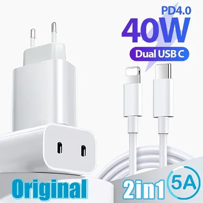 40W PD Charger Fast Charging for iPhone USB Type C Charger For iPhone 16 15 14 13 12 11 Pro Max Plus Charging Cable Accessories