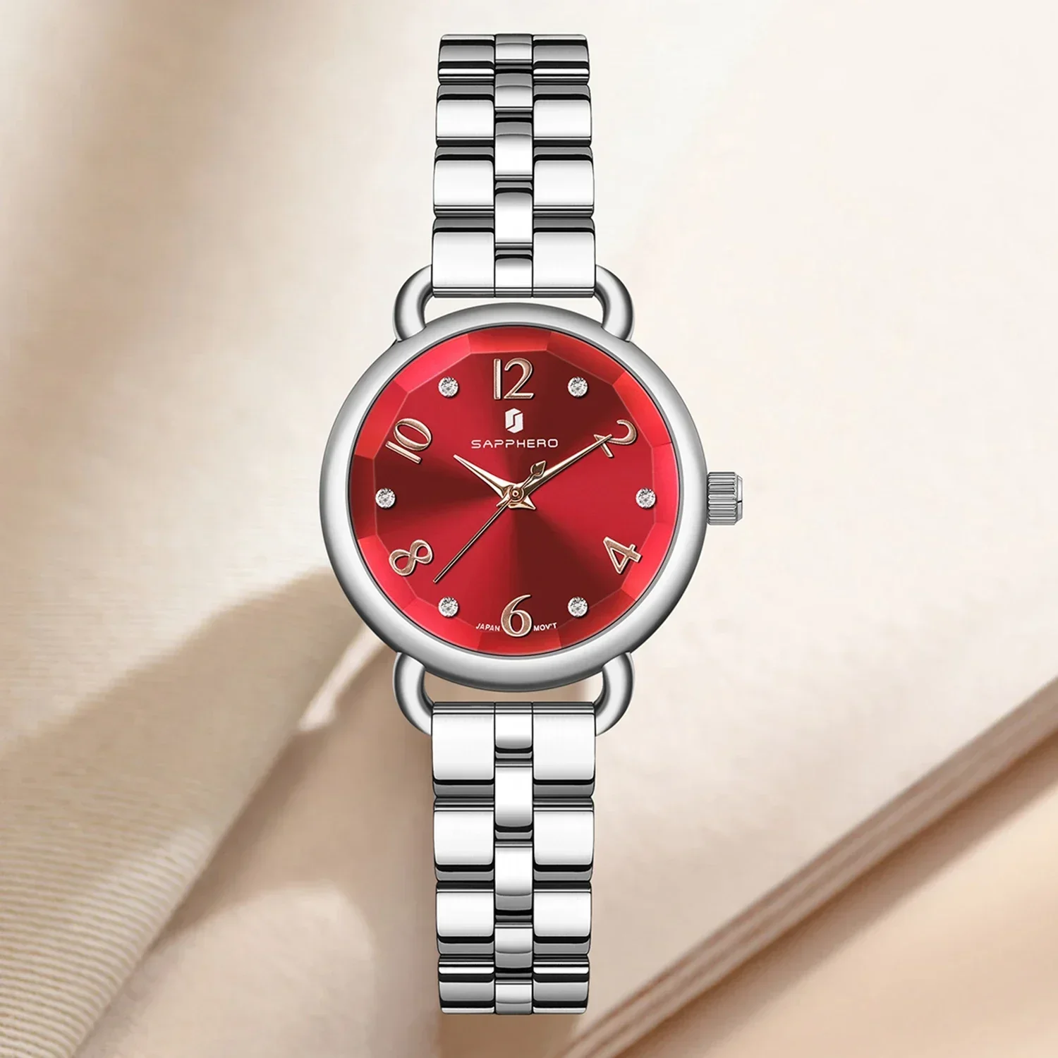 SAPPHERO Damenuhren Modische, vielseitige Damenuhr Leichter Luxus Ultradünne Damenuhren Edelstahlarmbänder Geschenkuhr Image