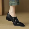 2025 neue Herbst Frauen Pumpen Schafe Haut Frühling Frauen Schuhe Mode Faulenzer Zapatos Mujer Chunky Heels Retro Damen Schuhe