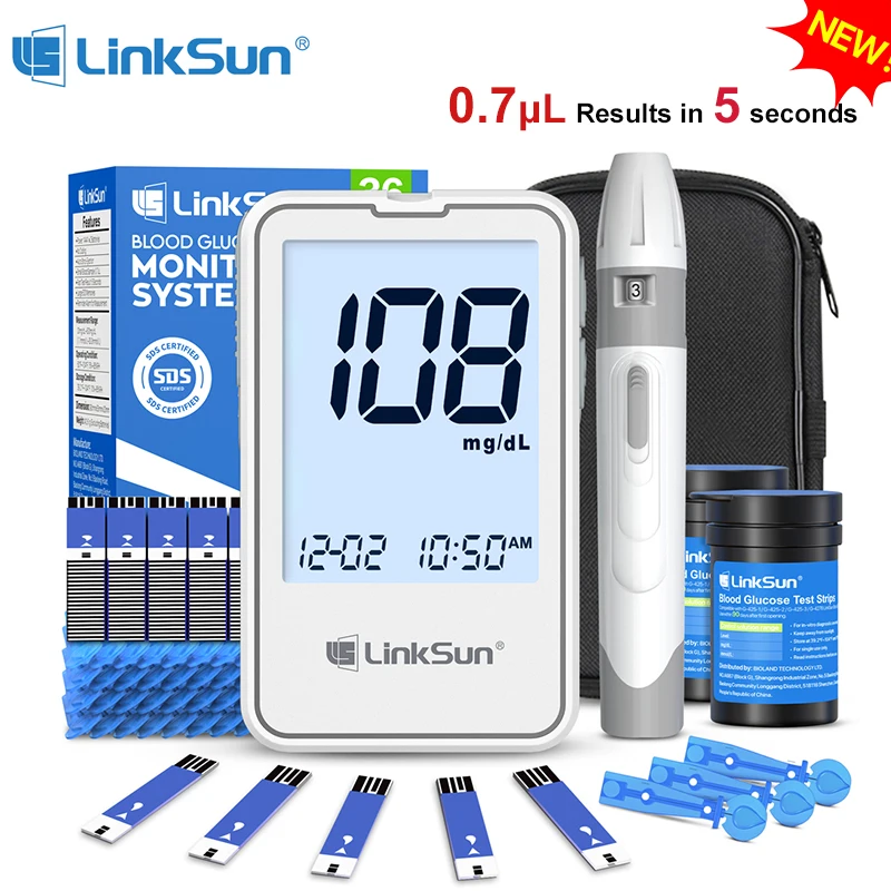 G-425-2 Linksun Blutzuckermessgerät Glucometer Kit Medizinische Diabetes-Tests Blutzuckertester Digitales Glucosemeter Komplettset Image