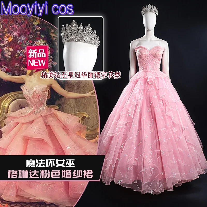 Glinda Cosplay-Kostüm, Halloween, Weihnachten, Rollenspiel, Comic, individuell, Mooyiyi, neues 2025, Glinda Cosplay-Kleid Image