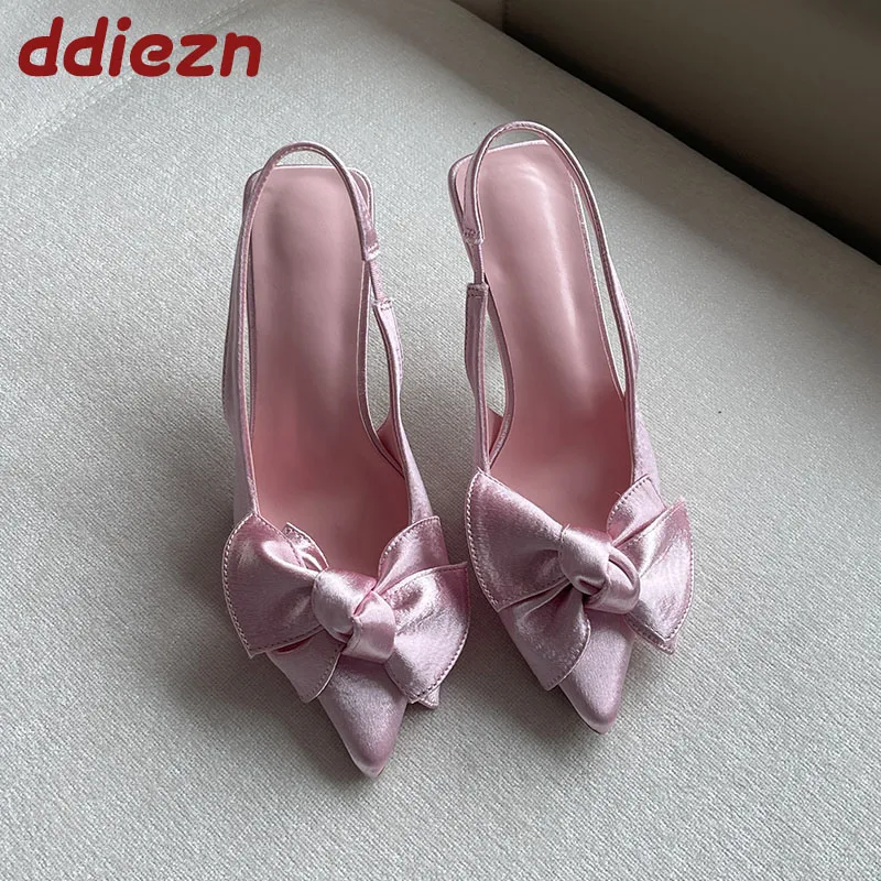 Rosa Mode Spitz Frauen High Heels Sandalen Schuhe Weibliche Slip Auf Schuhe Flache Damen Mit Hohen Absätzen Sandalen Schuhe Pumpen