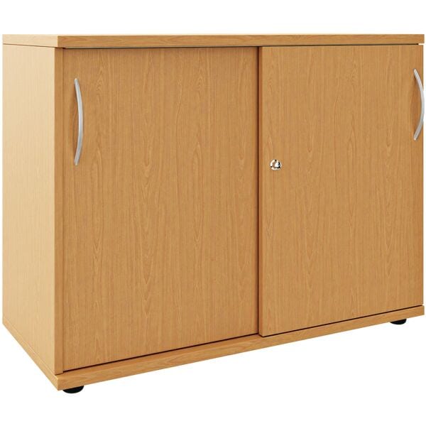 fm Büromöbel Schiebetürenschrank 100 cm extrabreit 2 OH braun, 100x76.3x44.2 cm