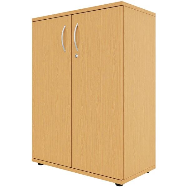 fm Büromöbel Flügeltürenschrank abschließbar für 3 Ordnerhöhen Breite 80 cm braun, 80x111.5x44.2 cm Image