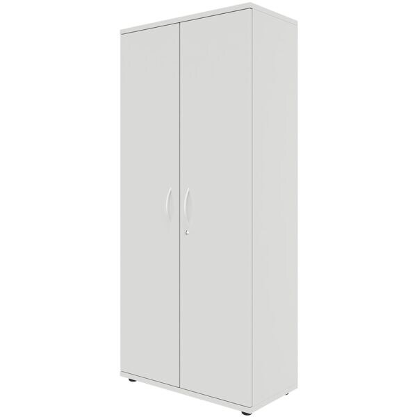 fm Büromöbel Flügeltürenschrank abschließbar für 5 Ordnerhöhen Breite 80 cm grau, 80x185.1x44.2 cm