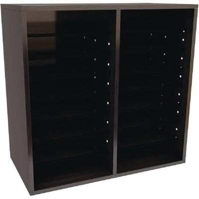 AdirOffice Wood Adjustable 16 Compartment Literature Organizer, 16 Sections, Letter Size, 20 x 11.8 x 21.4, Black (ALHI50016BLK)