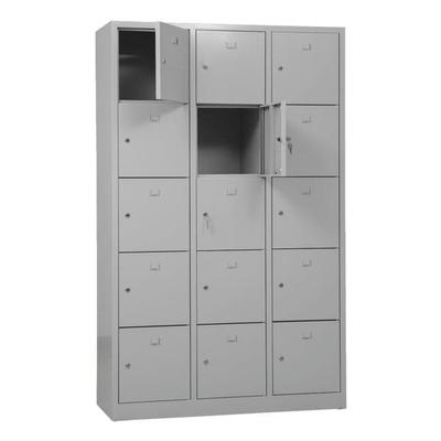 Gürkan Schließfachschrank 3x 5 Fächer Zylinderschloss grau, 119x190x45 cm Image