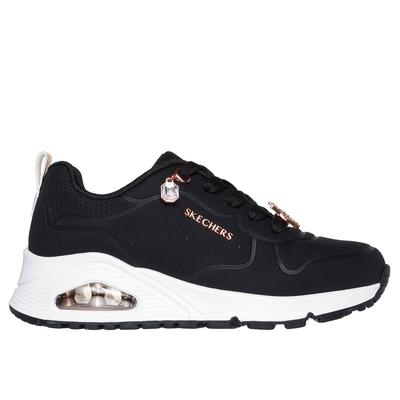 Skechers Girl's UNO Gen1 - Trendy Jewels Sneaker | Size 1.5 | Black/Rose Gold | Synthetic