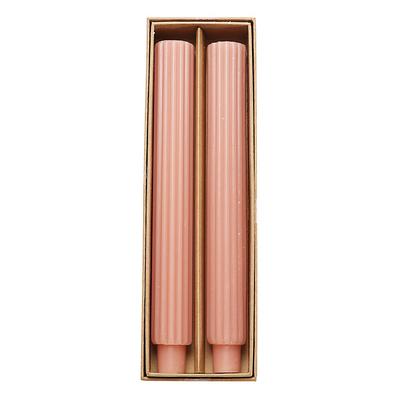 Set of 2 Fluted Taper Candles - Dusty Pink - Ballard Designs