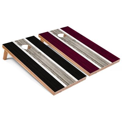 Black and Maroon Striped Cornhole Board Set