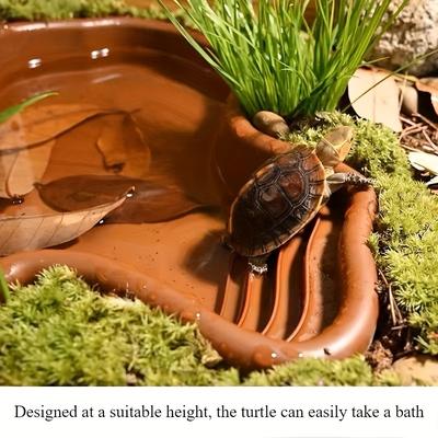 TEMU Turtle Bathing Tub - Abs Resin, Ideal For Reptiles & Amphibians, Feeding & Watering Image