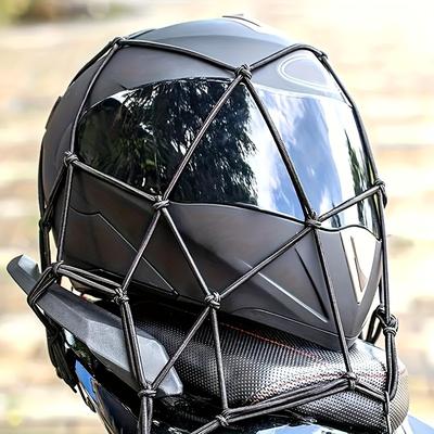 TEMU Fit Motorcycle Luggage Rack & Cargo - Elastic Rubber Safety Protection With Clear Plastic Helmet Cover, Secure Trunk Storage For Off-road Bikes And Scooters Image