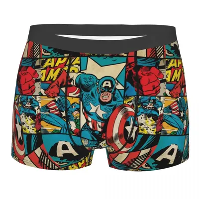 Männer Kapitän Amerika Boxer Slips Shorts Höschen Polyester Unterwäsche männlich S-XXL Unterhosen Image