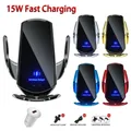 Caricabatterie wireless per auto da 30 W Supporto magnetico automatico per telefono Supporto per telefono cellulare Accessori Induzione a infrarossi per iPhone Xiaomi