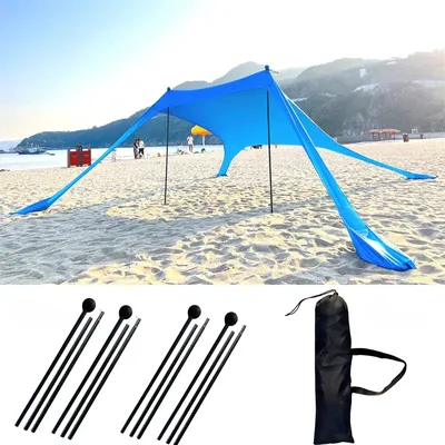 Blue Shade Family Beach Markise, ultraleichtes Sonnenschutzzelt für Meer, Outdoor, tragbarer Terrassenschirm, Touristenmarkise, Sonnenschutz
