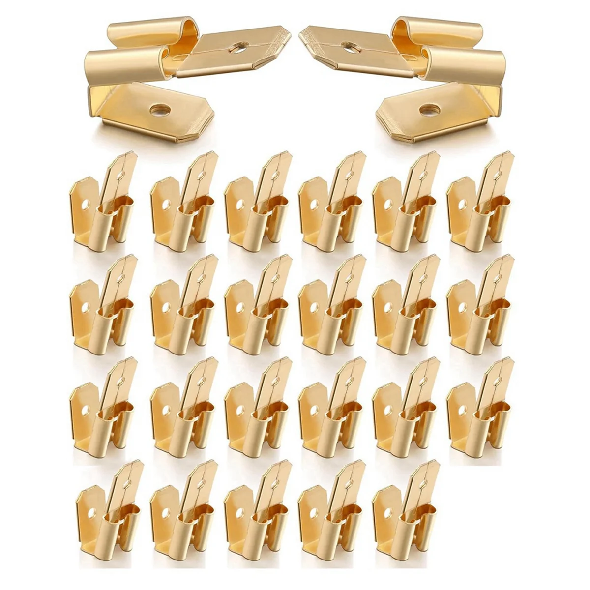 25 Stück Piggyback-Flachstecker, 3-Wege-Adapter, Dual-Stecker auf einzelne Buchse, Messing-Schnelltrennsteckverbinder Image