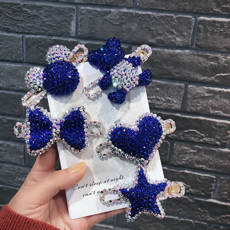 Glänzende Strass-Stern-Mond-Bär-Haarnadeln, elastische Haarbänder für glänzende Party, Südkorea, 2025, neues Design, Kopfschmuck, Haarspangen-Clips Image