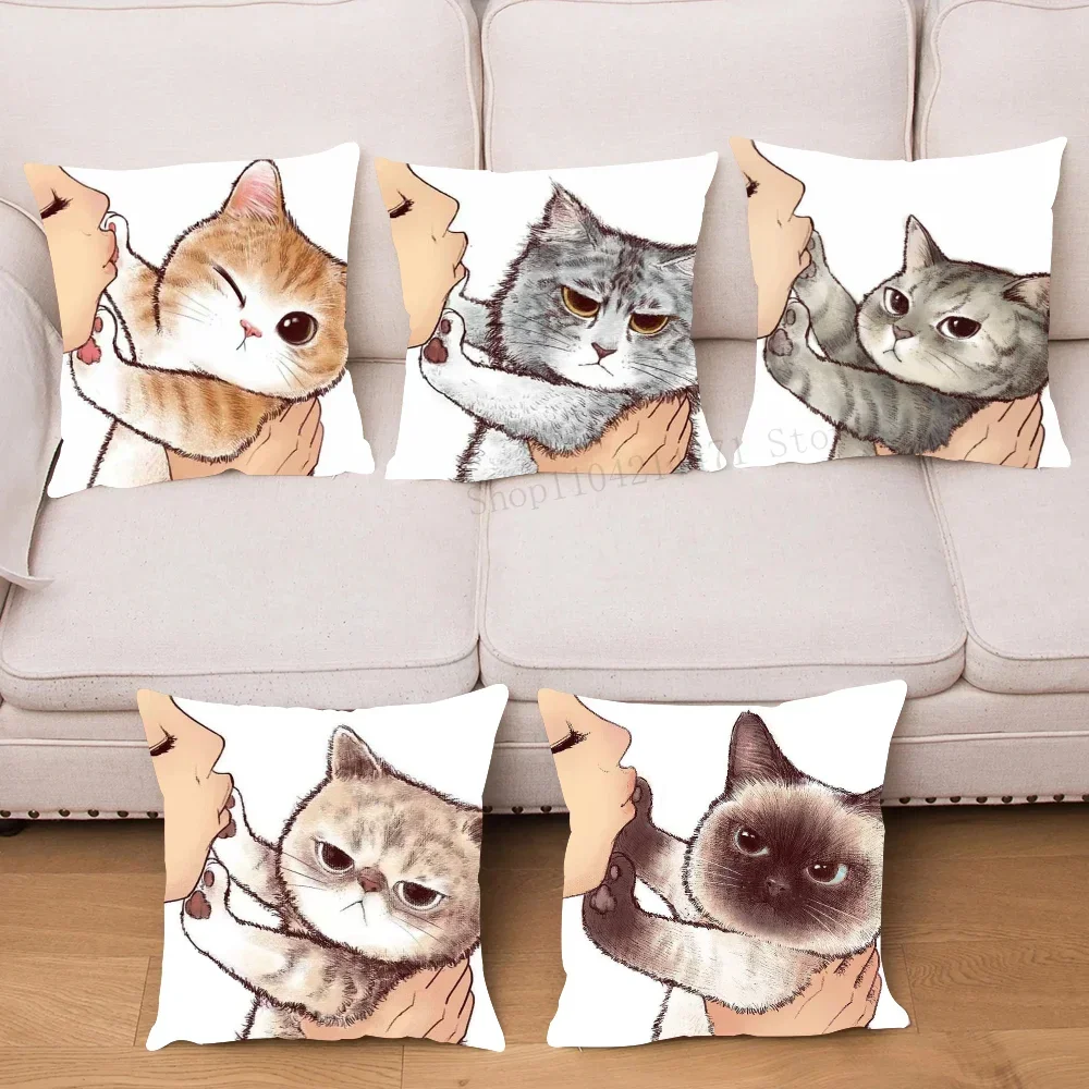 1pc Cartoon Katze Weigert EINEN Kuss Kissen Fall Platz Schlafzimmer Sofa Freizeit Komfort Kissen Auto Wohnzimmer Hause Dekoration