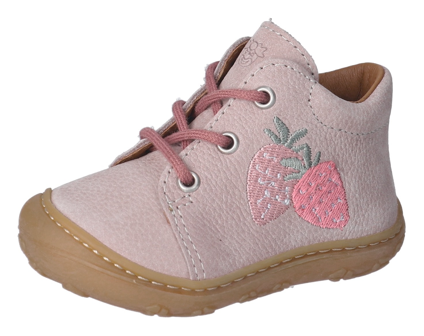 Lauflernschuh PEPINO BY RICOSTA "MECKI WMS: mittel", Baby, Gr. 18, rosa, Nubukleder, bestickt, Schuhe Lauflernschuh, Schnürschuh mit Lederinnenausstattung, Größenschablone zum Download