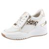 Keilsneaker MARCO TOZZI, Damen, Gr. 39, weiß (weiß, beige), Lederimitat, animal-print, kontrastfarbene Details, sportlich, Schuhe Sneaker, Freizeitschuh, Halbschuh Schnürschuh mit Außenreißverschluss