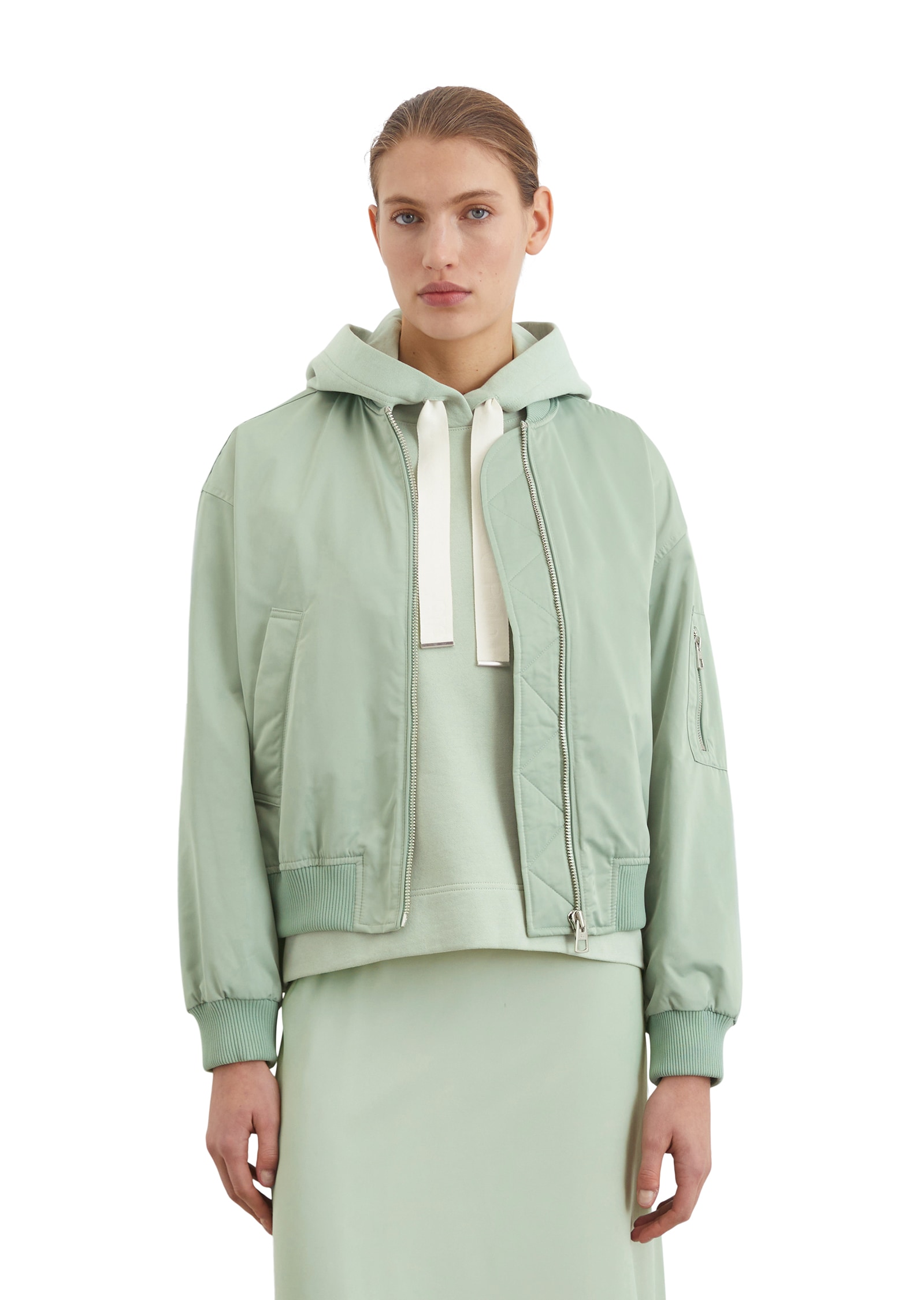 Blouson MARC O'POLO, Damen, Gr. 38, grün (dusty mint), Obermaterial: 100% Polyester, regular fit, Rippbündchen, Jacken Blouson