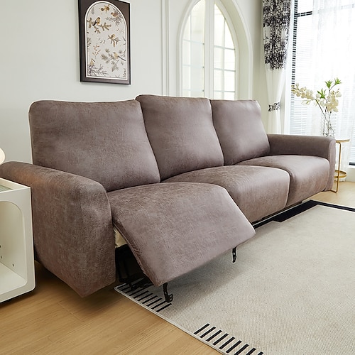 1/2/3 Sitzer Sofabezug für Relaxsessel aus PU-Leder, wasserdicht, einfarbig, elastisch, Schonbezüge für Einzelsofas, für Zuhause und Hotel Image