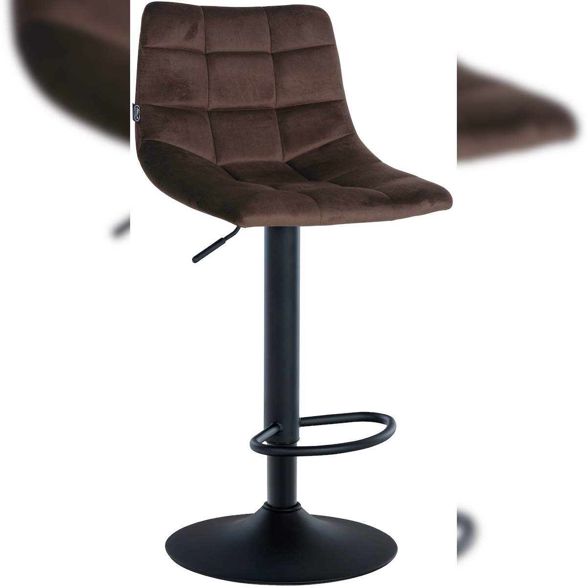 DELUKE® Barhocker DUBAI - Braun, Samt, Schwarz | Barhocker mit Lehne Barstuhl Tresenhocker Tresenstuhl Kneipenhocker Kneipenstuhl Image