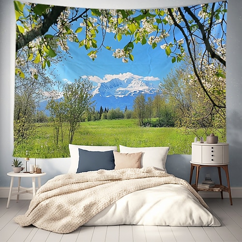 Landschaft Wald Hängender Wandteppich Wandkunst Großer Wandteppich Wandmalerei Dekoration Fotohintergrund Decke Vorhang Wohnheim Schlafzimmer Wohnzimmerdekoration Image