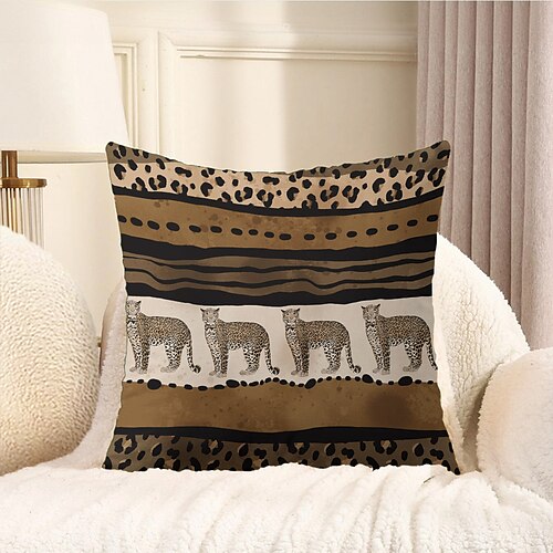Leopardenmuster dekorative Kissenbezüge 1PC Weicher quadratischer Couch-Kissenbezug Kissenbezug für Schlafzimmer Wohnzimmer Sofa Stuhl Image