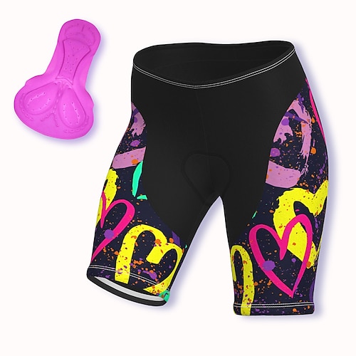 Damen Herz Fahrradhose Fahhrad Shorts Hosen Mountainbike MTB Straßenradsport Sport 3D-Polster Schnelltrocknend Weich Reflektierende Streifen Rosa Dunkellila Spandex Bekleidung Fahrradbekleidung