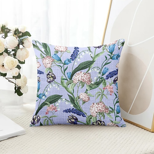 Florale dekorative Wurfkissenbezüge 1 Stk. Weicher quadratischer Couchkissenbezug Kopfkissenbezug für Schlafzimmer Wohnzimmer Sofa Stuhl Image