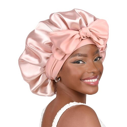 Schlafhaube aus Seidensatin mit Schleife für Damen – weicher, bequemer und stilvoller Haarschutz, in mehreren Farben erhältlich Image