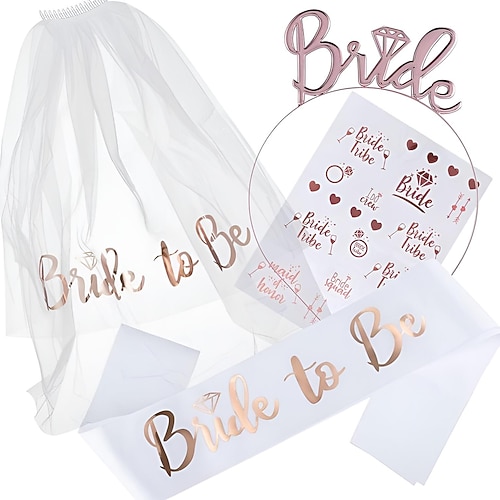 Karneval 2026 Accessoires für Junggesellinnenabschiede BRAUT ZU SEIN Karneval Brautschleier mit Kamm Schärpe Erwachsene Damen Karneval Hochzeit Brautparty Junggesellinnenabschiedsparty Einfaches Image