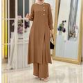 Damen Hosen Hemd Zweiteiliges passendes Set Dubai islamisch arabisch Muslim Ramadan Blumen Stickerei Erwachsene oben Hosen