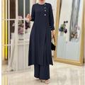 Damen Hosen Hemd Zweiteiliges passendes Set Dubai islamisch arabisch Muslim Ramadan Blumen Stickerei Erwachsene oben Hosen