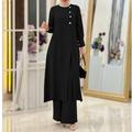 Damen Hosen Hemd Zweiteiliges passendes Set Dubai islamisch arabisch Muslim Ramadan Blumen Stickerei Erwachsene oben Hosen