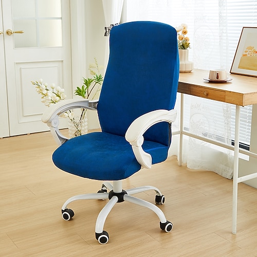 Bürostuhlbezüge aus PU-Leder, wasserdicht, schmutzabweisend, drehbar, dehnbar, abnehmbare Überzüge für Computer-Schreibtischstühle Image