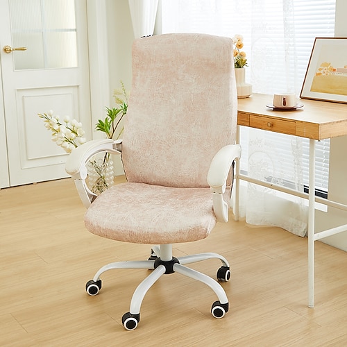 wasserdichte, elastische Stuhlhussen aus PU-Leder, schmutzabweisend, drehbar, dehnbar, Stuhlbezug für Bürocomputertisch, abnehmbare Schonbezüge, Stuhlbezug mit Reißverschluss für Büro Image